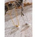 Yhpup New Korean Exquisite Australian Shell Stainless Steel Simulated Pearl Pendant Necklace Daily Versatile Chic Collar Jewelry