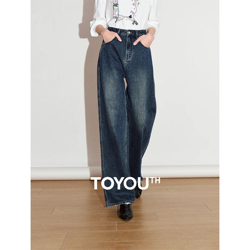 Calça Jeans Feminina Wide Leg Estonada Cintura Baixa