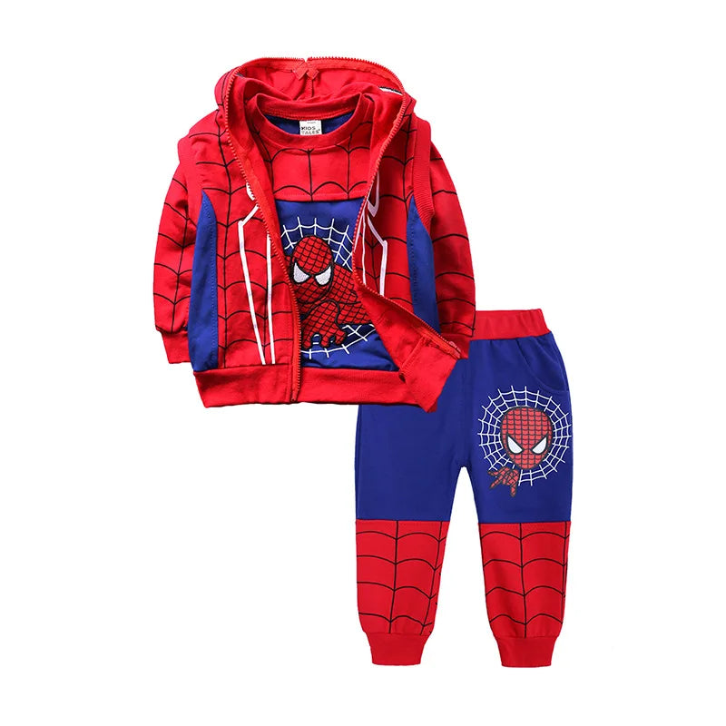 Conjunto Infantil Moletom + Colete + Calça Homem Aranha Azul