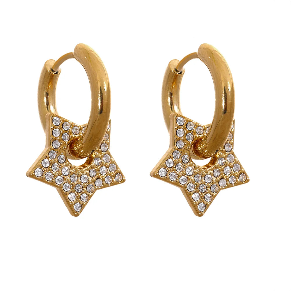 Brinco de Argola Estrela com Zircônia