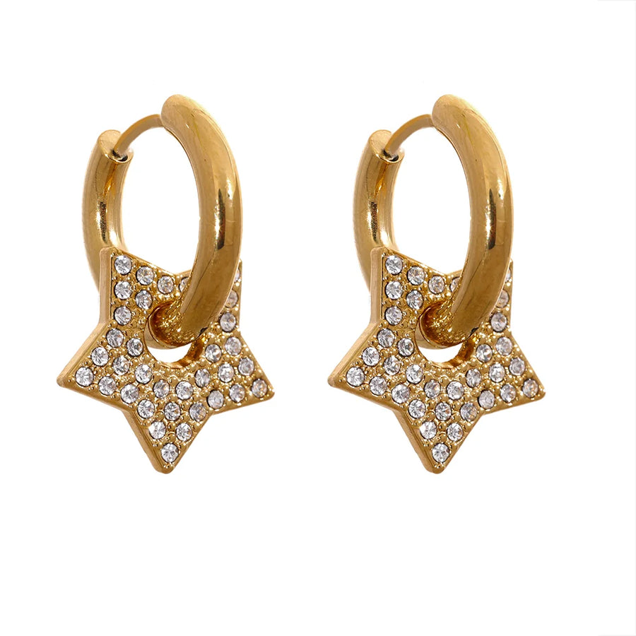 Brinco de Argola Estrela com Zircônia
