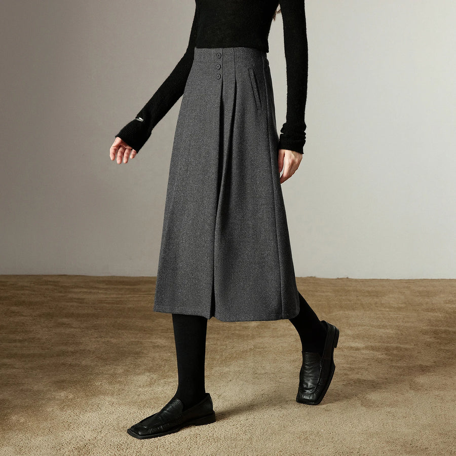 Saia Midi Feminina Plissada de Inverno