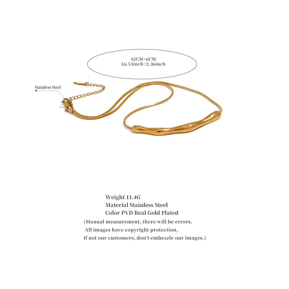 Yhpup New Stainless Steel Chain Cast Pendant Waterproof Clavicle Necklace Women 18K Gold PVD Plated Collar Jewelry High Quality