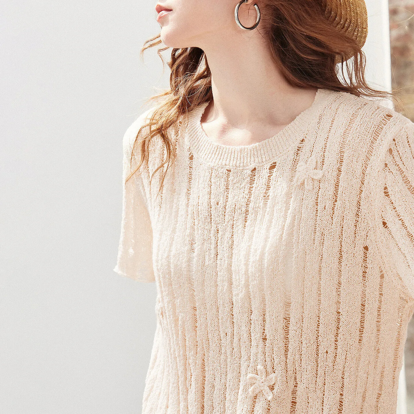 Blusa Feminina de Linho Vazado com Caimento Solto