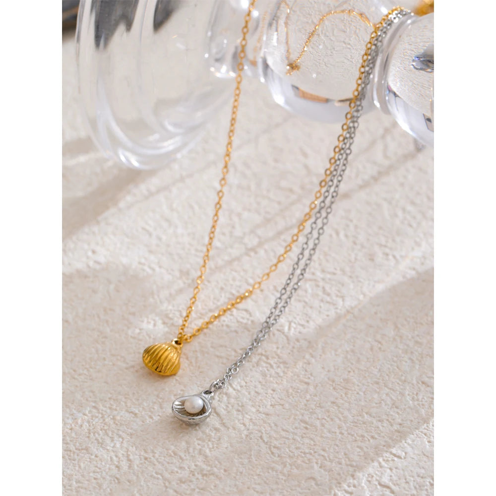 Colar Feminino Gota com Pérola em Aço Inoxidável 5