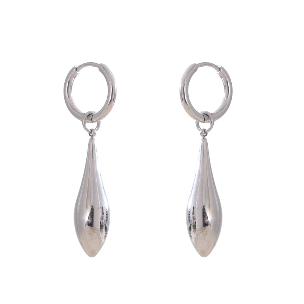 Brinco de Argola Gota Polido Aço Inoxidável Prata
