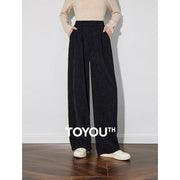 Calça Wide Leg Feminina de Inverno com Cós Elástico