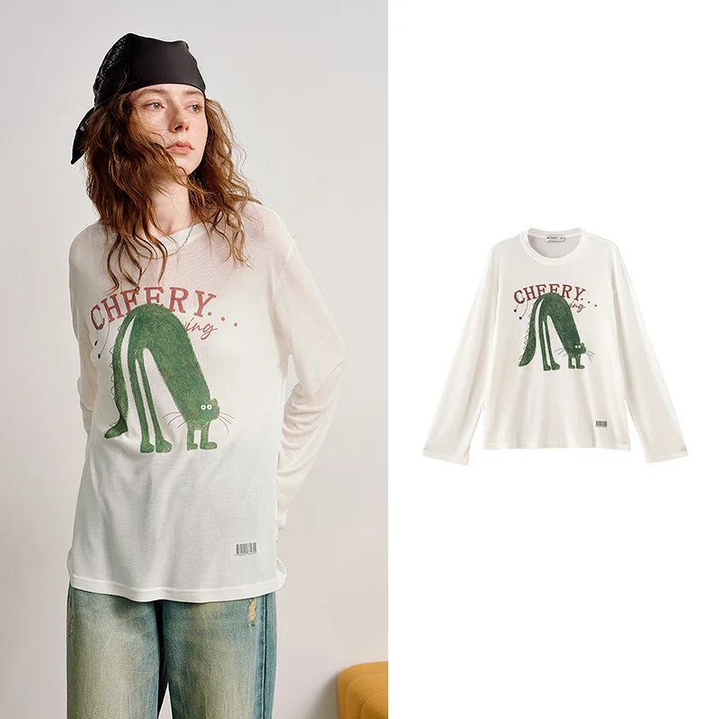 Cardigan Feminino de Liocel e Lã com Estampa Artística