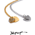 Colar Feminino de Camadas Coração com Zircônia em Aço 316L