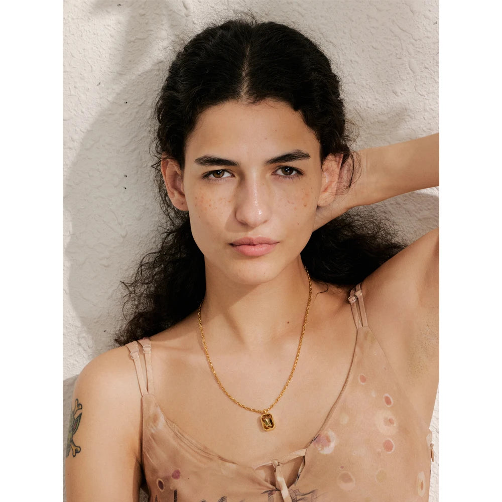 Colar Feminino Quadrado com Zircônia em Aço Inoxidável 4