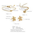 Yhpup Hot Style Stainless Steel Zirconia Flower Pendant Necklace Bracelet Bangle Earrings 18K Plated Golden Versatile Jewelry