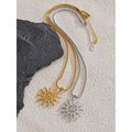 Yhpup New Popular Stainless Steel Sun Drop Necklace Hoop Earrings for Women Tarnish Resistant Charm Jewelry Set Accessories Gift