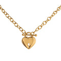 Yhpup Romantic Heart Lock Pendant Stainless Steel Necklace for Women Temperament Metal Texture 18 K Plated Choker Charm Jewelry YH157A gold