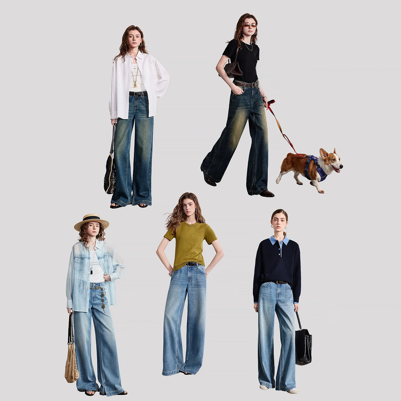 Calça Jeans Feminina Wide Leg com Acetato