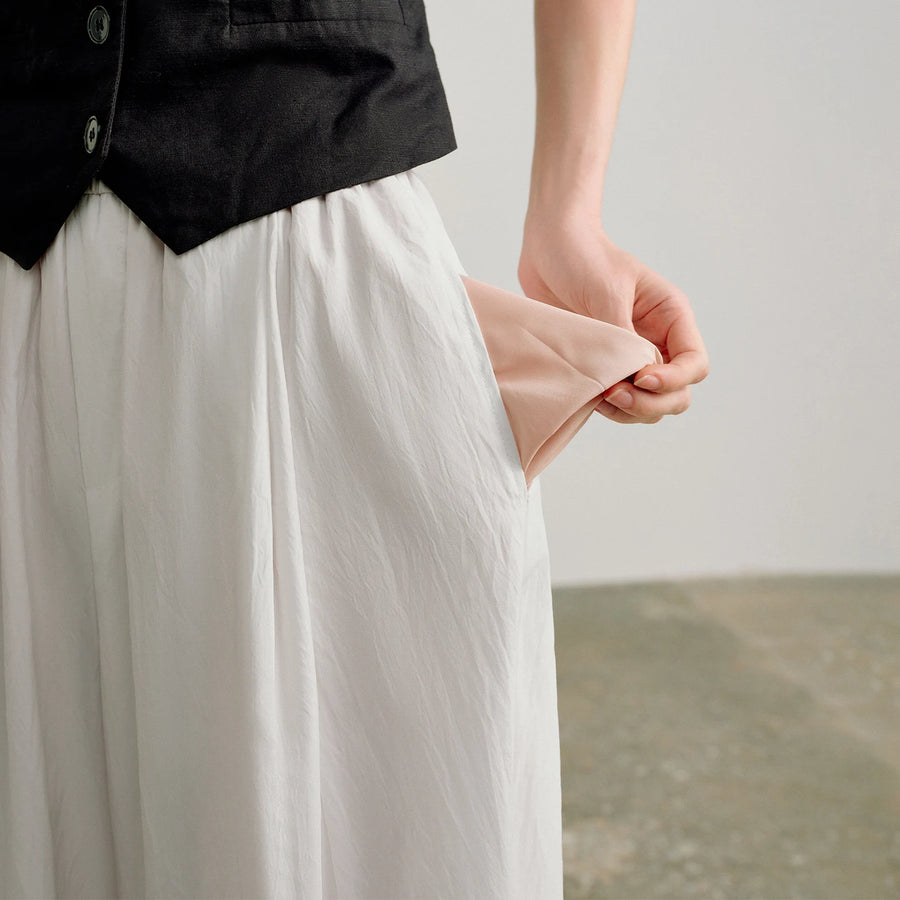 Calça Saia Feminina Plissada Cintura Alta