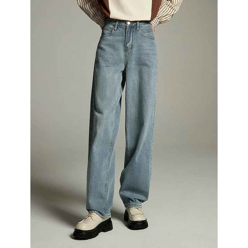 Calça Jeans Feminina Reta Cintura Alta Azul Claro