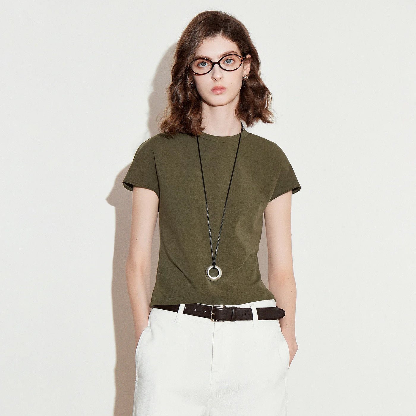 Camiseta Feminina Cropped de Liocel e Algodão Slim
