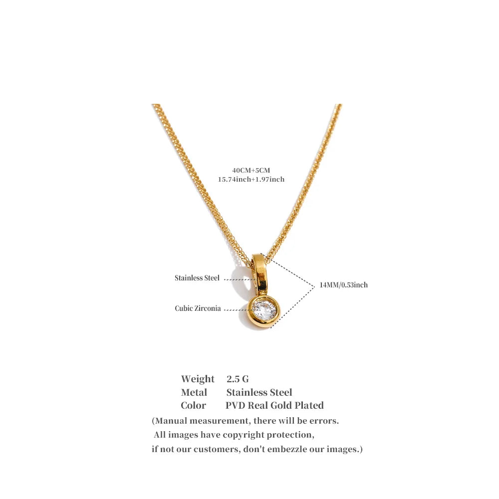 Yhpup Stainless Steel Small Exquisite CZ Zirconia Pendant Necklace for Women Trendy Fashion Chic Collar Jewelry Recommend Gift