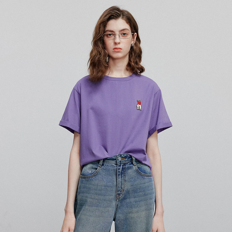 Camiseta Feminina 100% Algodão com Barra Assimétrica