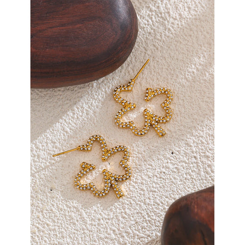 Brinco de Argola Flor com Zircônia em Aço Inoxidável