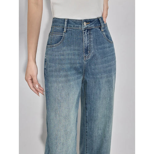 Calça Jeans Feminina Reta Cropped com Barra Dobrada