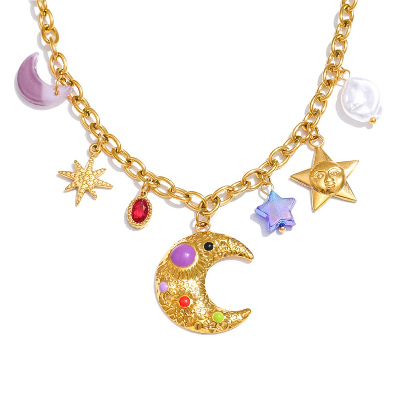 Colar Feminino Estrela com Pérola em Aço Inoxidável
