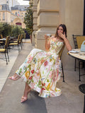 Fashion Print Women Dress Floral Halter Tube Tops Sleeveless Lace Up Waist-Closed Female Dresses 2026 Spring Summer Lady Robe