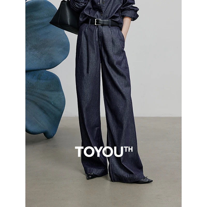 Calça Jeans Feminina Wide Leg com Liocel e Acetato