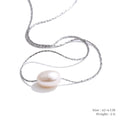 Colar Feminino Redondo com Pérola em Aço Inoxidável 4 YH3645A Steel