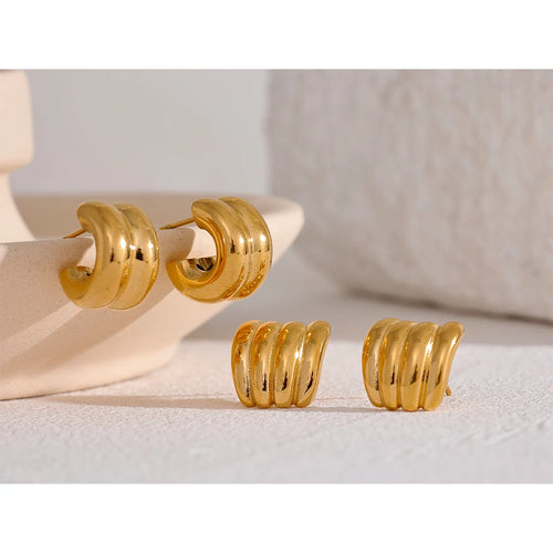 Brinco Chunky Minimalista em Aço Inoxidável