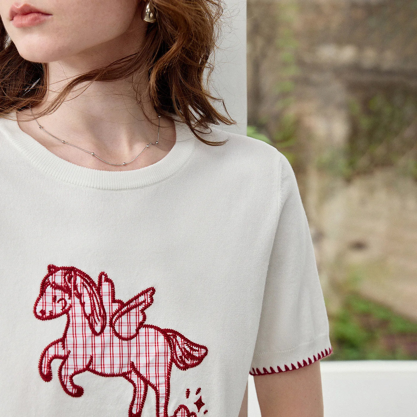Blusa Feminina de Tricô Xadrez Jacquard Pégaso