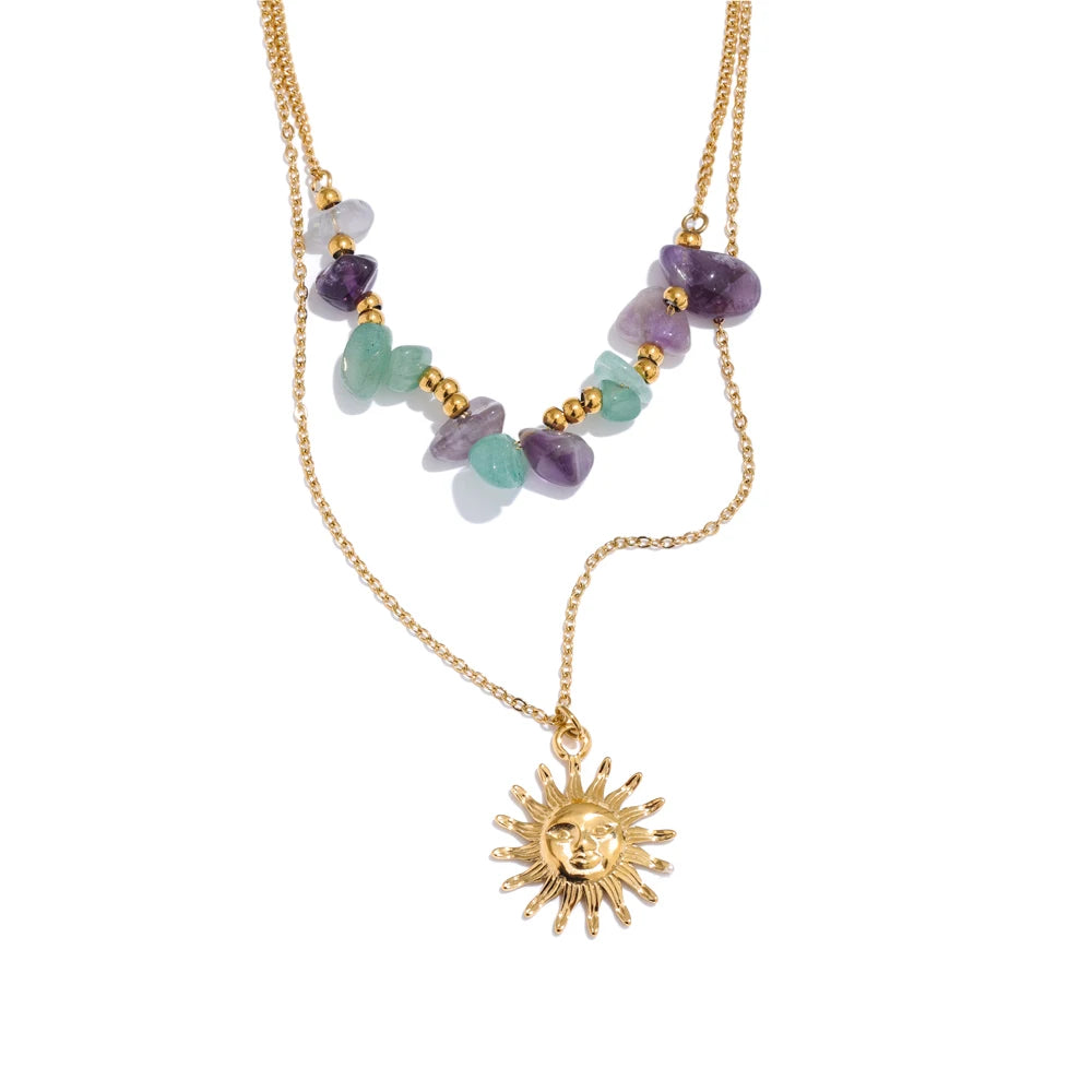 Colar Feminino de Camadas Gota em Aço 316L 2 YH5474A Gold