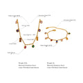 Conjunto Colar e Pulseira Gota com Zircônias Coloridas em Aço Inoxidável