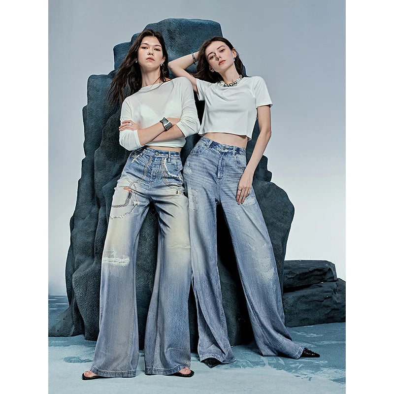 Calça Jeans Feminina Wide Leg em Liocel