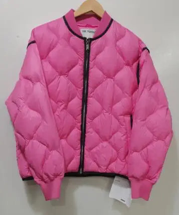 Jaqueta Puffer Feminina Curta com Gola Baseball Rose Pink