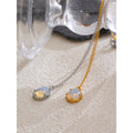 Colar Feminino Gota com Opala em Aço Inoxidável