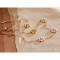Colar Feminino Flor com Pérola em Aço Inoxidável