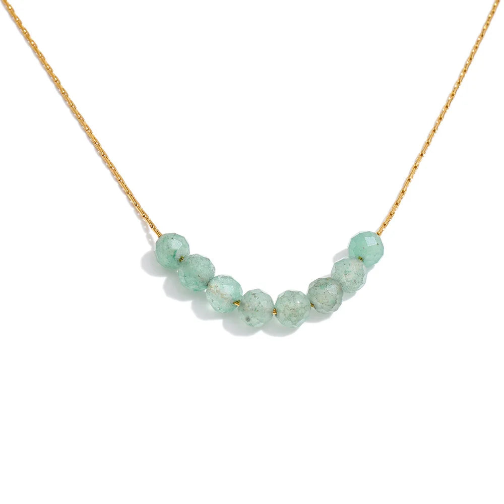Yhpup Natural Aventurine Agate Tiger Stone Beads Chain Drop Necklace High Quality Fashion Collar Jewelry Gala Gift Wholesale Aventurine
