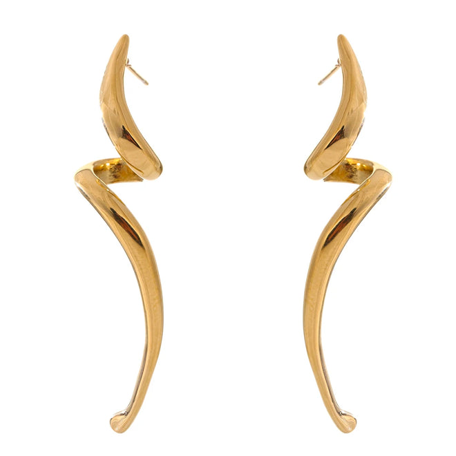 Brinco Irregular em Aço Inoxidável Ouro e Prata Ouro