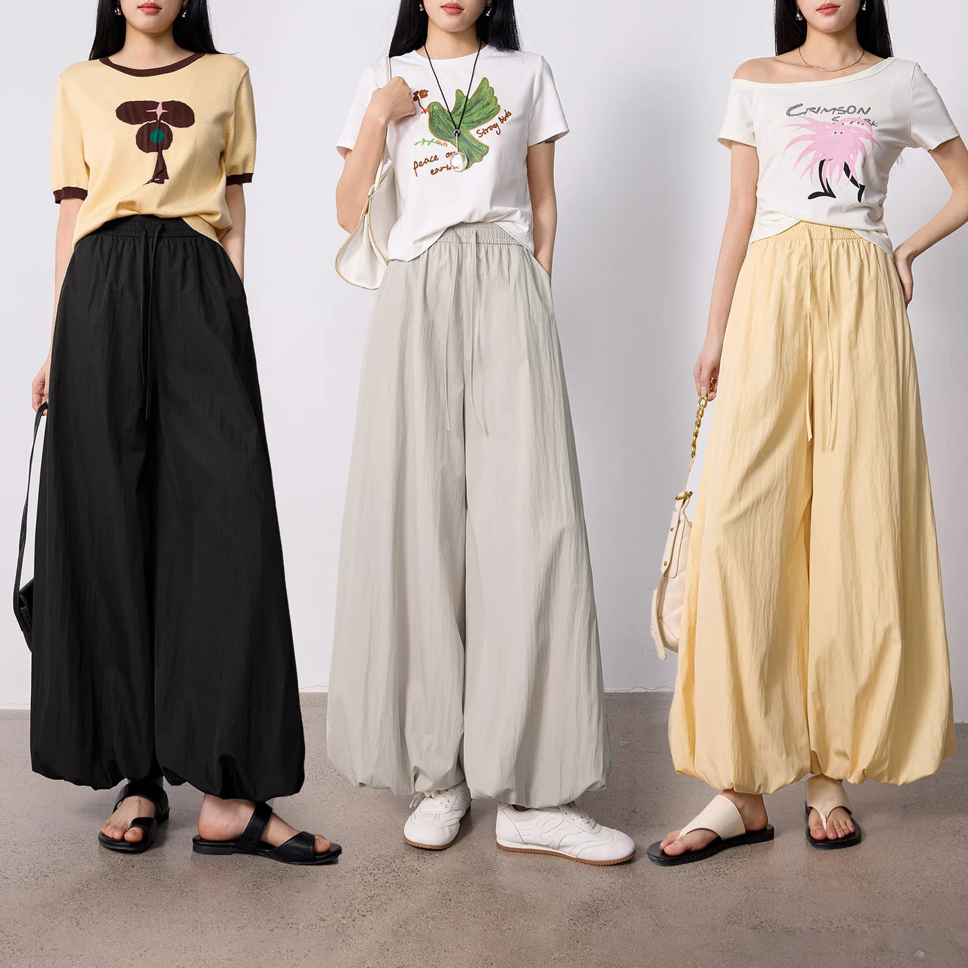 Calça Wide Leg Feminina Antiamassado Cropped