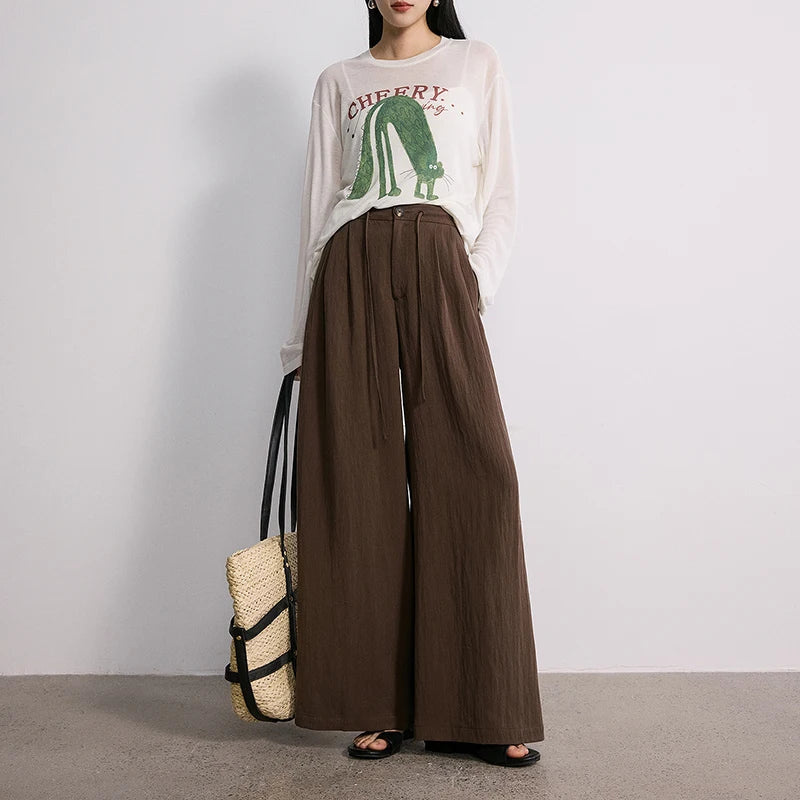 Calça Pantalona Feminina de Liocel com Cós Elástico