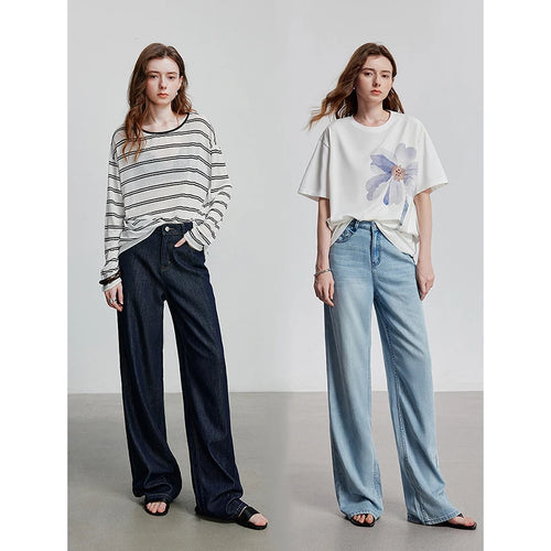 Calça Jeans Feminina Reta com Algodão e Acetato