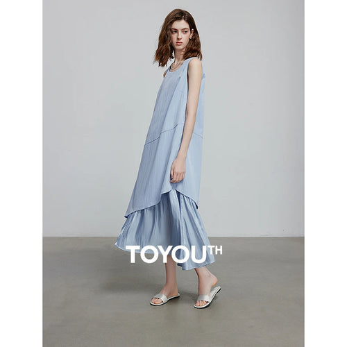 Vestido Midi sem Manga com Saia Evasê