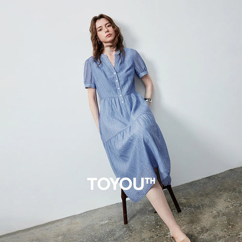 Vestido Midi Tie-Dye com Decote V e Saia em Camadas
