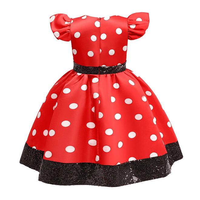 Vestido Infantil Festa Minnie Vermelho Para Menina