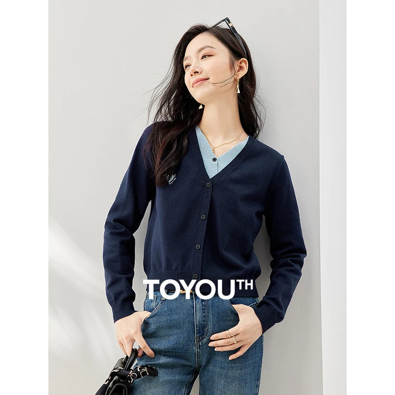 Cardigan Feminino Efeito Duas Peças com Decote V
