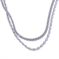 Colar Feminino de Camadas Gota com Contas decorativas em Aço Inoxidável YH3288A Platinum