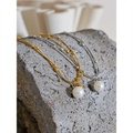 Colar Feminino Redondo com Pérola em Aço Inoxidável 7