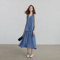 Vestido Midi de Viscose sem Manga com Decote V