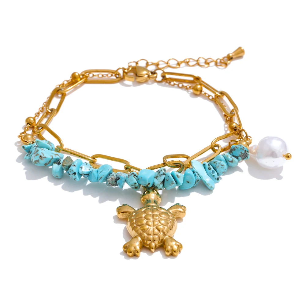 Conjunto Colar e Pulseira Estrela em Aço Inoxidável YH1436A Bracelet